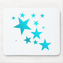 OMG STARS!!! TURQ/WHT MOUSE PADS