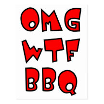 OMG WTF BBQ POST CARDS