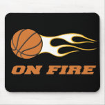 On Fire Basketball Mouse Pads