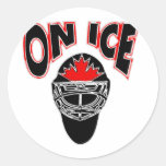 On Ice Logo-Black Mosaic Round Stickers