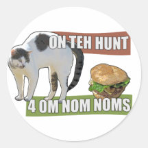 On Teh Hunt 4 Om Nom Noms Round Sticker