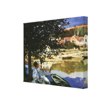 On the Bank of Seine, Monet, Vintage Impressionism Stretched Canvas Prints