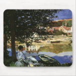 On the Bank of Seine, Monet, Vintage Impressionism Mousepad