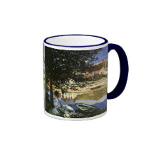 On the Bank of Seine, Monet, Vintage Impressionism Mugs