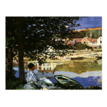 On the Bank of Seine, Monet, Vintage Impressionism Postcards