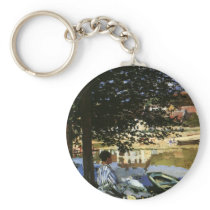On the Bank of the Seine, Bennecourt; Claude Monet Keychain