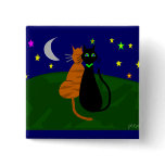 "On The Prowl", Cat Art Gifts--Artist Drawn/Signed Pinback Button