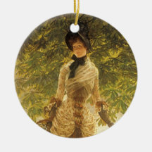 On The Thames by James Tissot, Vintage Realism Christmas Ornaments