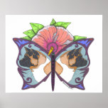 On the wings of a butterfly-Akita head portrait. Posters