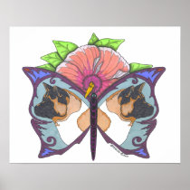 On the wings of a butterfly-Akita head portrait. Posters
