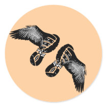 On the Wings of an athlete Running gift Round Stickers