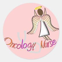 Oncology Nurse Angel Round Sticker