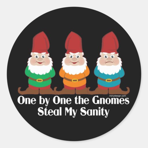 One By One The Gnomes Round Stickers