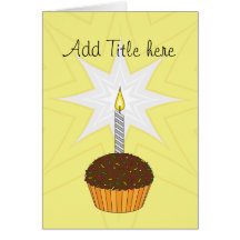 One Candle Birthday Cake - Greeting Card