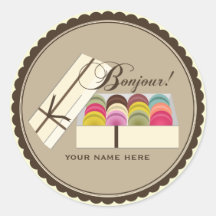 One Dozen French Macarons Bonjour Personalised Sticker