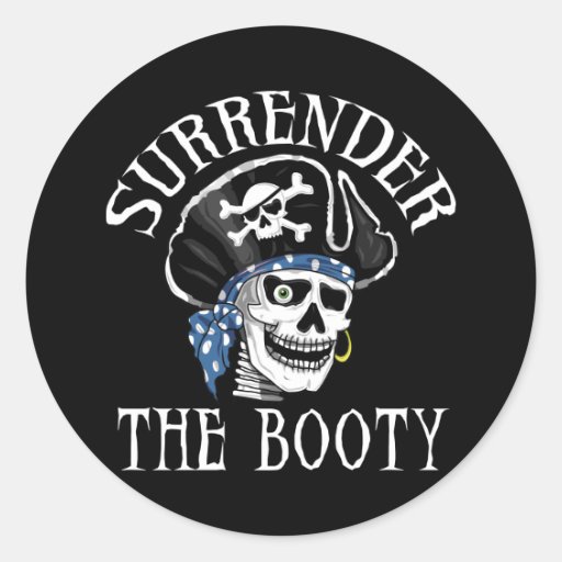 One-eyed Pirate Skull and Crossbones Round Sticker
