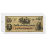 One Hundred Dollars Confederate States of America Invite