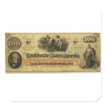 One Hundred Dollars Confederate States of America Square Sticker
