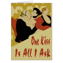 One Kiss Valentine Greeting Cards