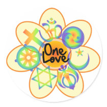 One Love Flower Round Sticker