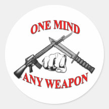 One Mind Any Weapon MCMAP Round Stickers