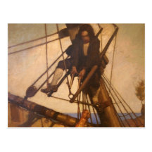 One more step Mr. Hands - N.C. Wyeth painting Post Card