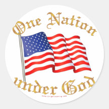 One Nation Under God Round Stickers