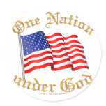One Nation Under God Round Stickers