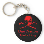 One Nation Under Grog keychain (red skull)