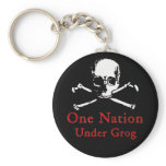 One Nation Under Grog keychain (white skull)