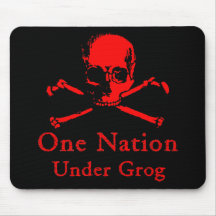 One Nation Under Grog mousepad (red skull)