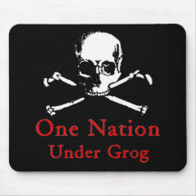 One Nation Under Grog mousepad (white skull)