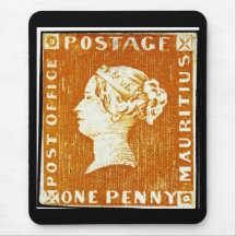 One Penny British Empire Mauritius Postage Stamp Mouse Pad
