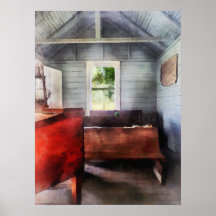 One Room Schoolhouse with Hurricane Lamp Print