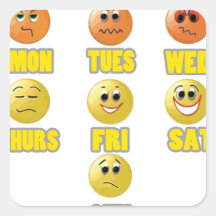 One Week of Emotions: Work and School Square Stickers