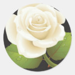 One White Rose Round Stickers