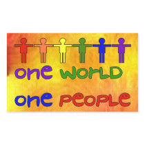 One World Rectangle Stickers
