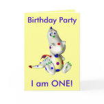 ONE Year Old Birthday Party (toon dragon) Greeting Card