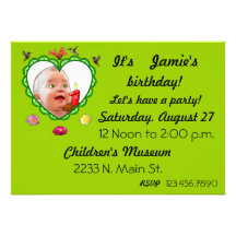One Year Old Birthday Personalized Invitations