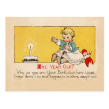 One Year Old Birthday Postcard