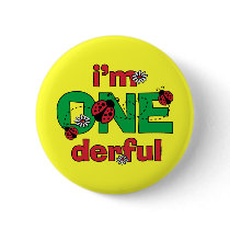 ONEderful Ladybug 1st Birthday Pinback Button