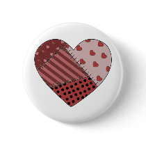 Oneness Patchwork Heart - Country Western Pinback Button