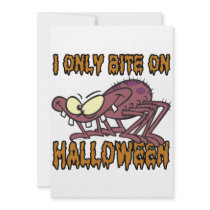 only bite on halloween silly spider cartoon invite
