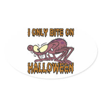 only bite on halloween silly spider cartoon sticker