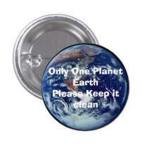 Only One Planet Earth, Please Keep it clean Buttons