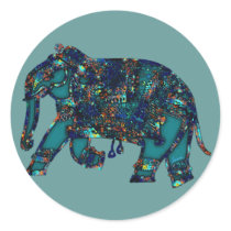 Onyx Elephant Round Sticker