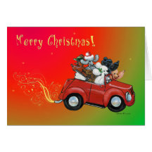 Oodles of Poodles Christmas Retro Car Cards