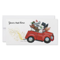 Oodles Poodles red Car Christmas Invitations