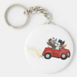 Oodles Poodles red Car Christmas Keychain
