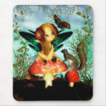 Ooh Pretty Butterfly - Cutie Fairy Sat On Mushroom Mouse Pad